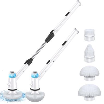 Electric Bath Cleaning Bath Polisher Turbo Cordless Shower Scrubber for Tub and Tile Power 4 Interchangeable Brush Heads for and Car Use Brush, Pro,