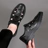 2025 summer casual men's hollow hole shoes Velcro sandals middle-aged and elderly soft-soled lightweight breathable walking shoes