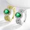 925 Sterling Silver Fashion Classic Emerald Zircon Hollow Pattern Ring Birthday Party Anniversary Gift