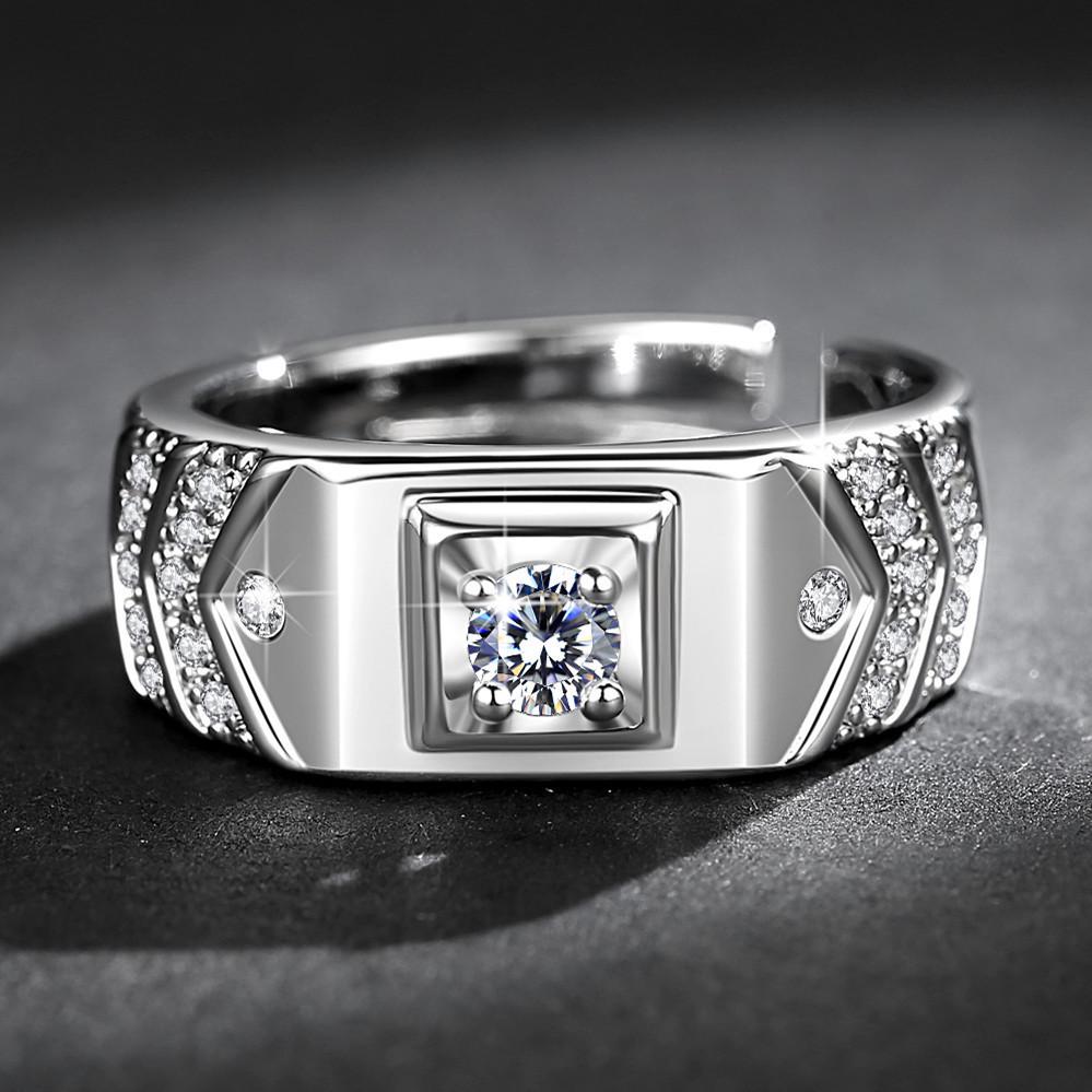 Men s Adjustable V-Shaped Zircon Ring - Internet Celebrity Style Adjustable платиновый