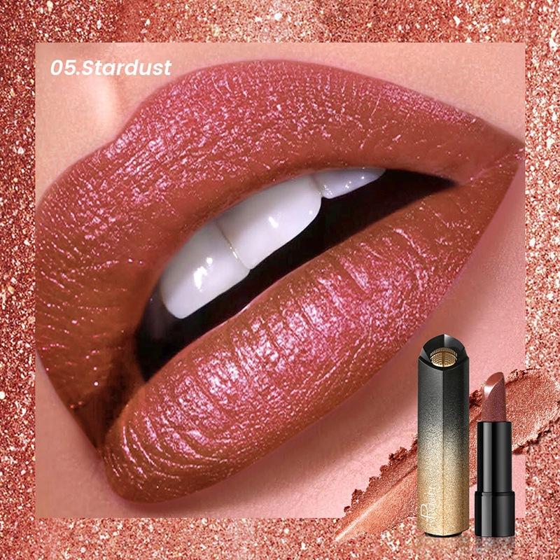 Diamond Pink Lipstick Shiny Pearl Sparkling Lip Gloss Makeup Pearlescent Red Sexy Metallic Glitter Lipstick Waterproof Cosmetics