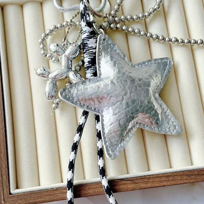 Crinkle Star Bag Charm Keychain Accessory With Sturdy Metal Hook for Purse Backpack Decoration