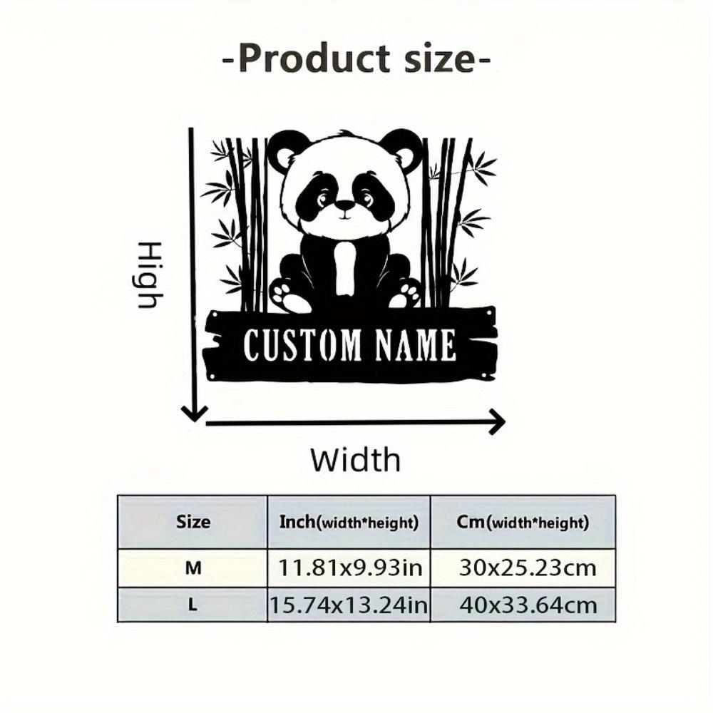 

Exclusive Personalized Black Metal Panda Wall Decor Plaque Custom Name Modern Home Room Gift 30cm