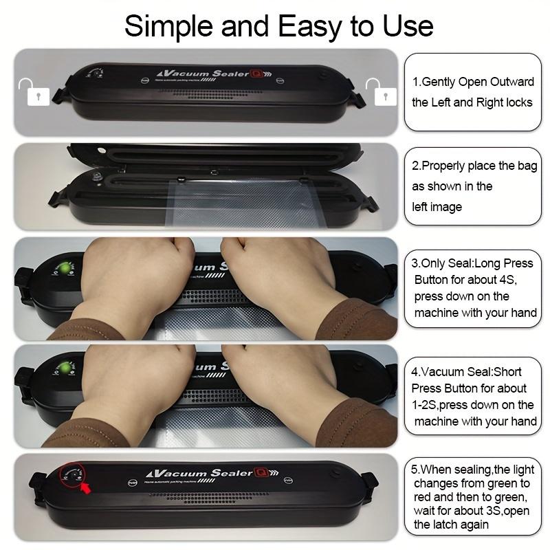 1set 10pcs Compact Food Vacuum Sealer Machine with Automatic Air Sealing System and Bags for Home and Kitchen