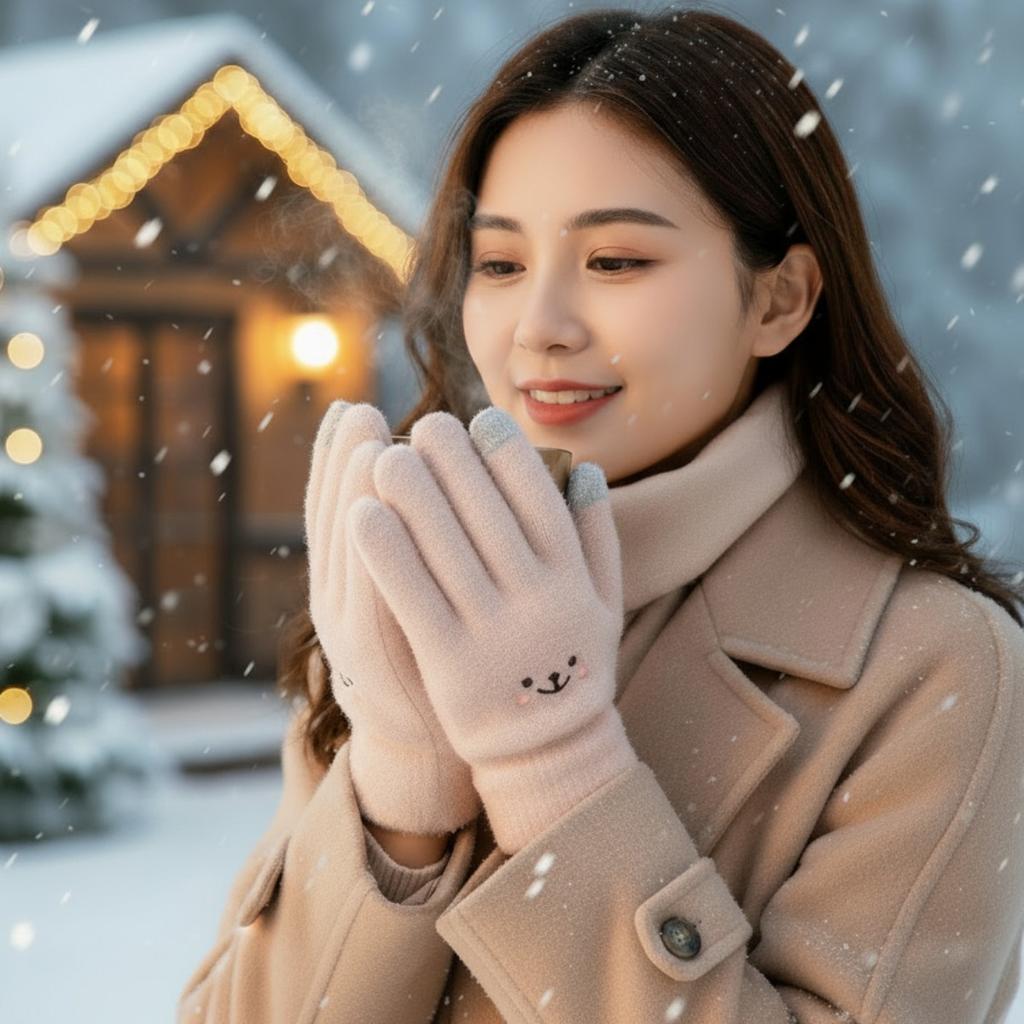 Warm Gloves, Plush Gloves, Split Finger Gloves, Thickened, Cold Resistant Gloves, Cycling, Touch Screen, Knitted, Warm Gloves