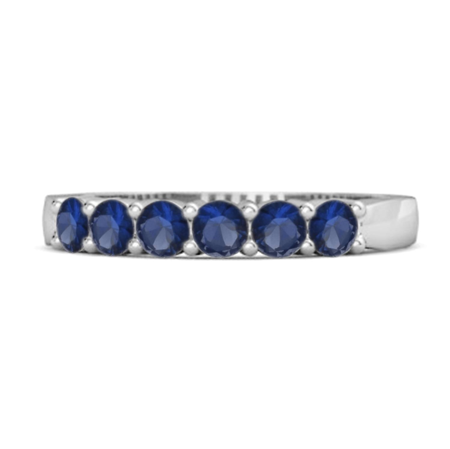 

Blue Sapphire Half Eternity Band Ring - 925 Sterling Silver 7 білий
