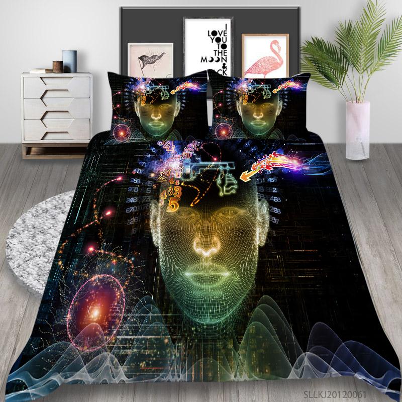 Set da letto di lusso Nuova trapunta Stampa figura 3D Camera da letto familiare Matrimoniale Copripiumino e federa Microfibra
