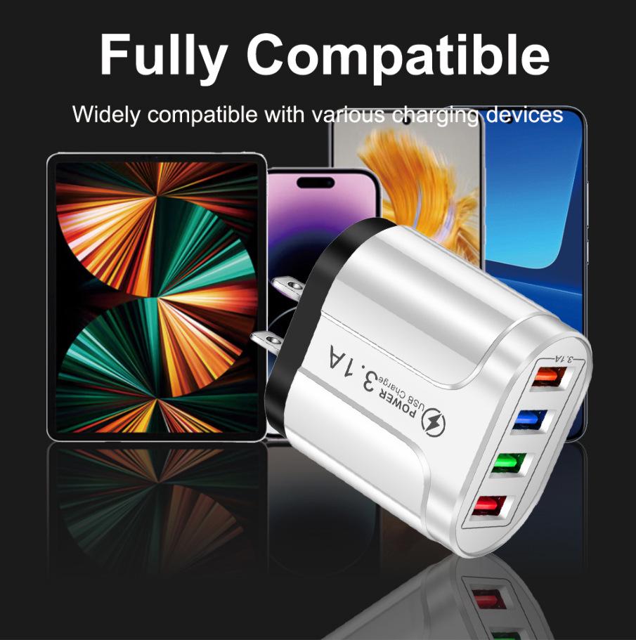 Multi-Port 5V/2.4A Butterfly Travel Charger with 4 USB Ports for EU, US, and UK