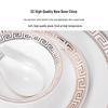 Set di Stoviglie in Ceramica di Lusso: Piatto, Ciotola, Cucchiaio e Tazza in Osso con Bordo Dorato - 4 Pezzi per Eleganza di Hotel e Ristorante