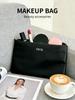 Dior Black Makeup Bag, Portable Cosmetic Pouch, Large Capacity Travel Toiletry Organizer, Zippered Beauty Storage Bag