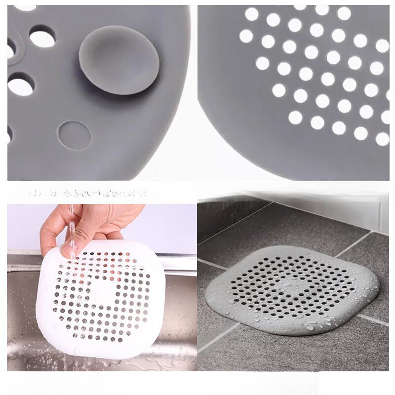 Square Silicone Floor Drain Sticker Bathroom Sewer Hair Filter Drain Cover Home Bathroom Floor Drain Mat