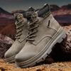 Men's Shoes Thick Soles Wear Raise Anti-slip Breathable Deodorant High Work Boots Leather Big Yellow Boots Plus Size Men's Boots