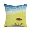 Watercolor Summer Beach Digital Printing Short Plush Pillow Covers for Car Sofa Office Cushion Cover Home Goods 60x60cm