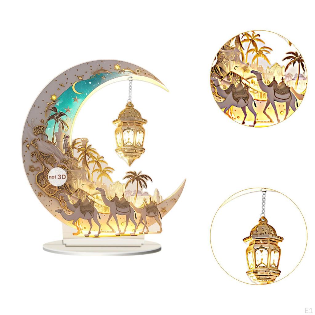 Figurine Plaque Acrylique Forme Lune avec Support Œuvre d'Art Unique Sculpture Légère Statue pour