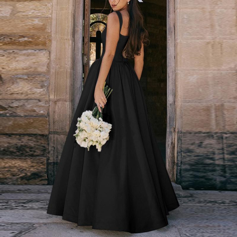 Evropský a americký dámský podzimní módní temperament elegantní slim fit jednobarevné šaty délky A-linie