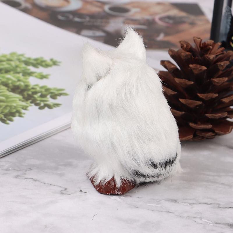 Leuke Owl White Black Furry Ornament Decor Adornment Simulation Gifts
