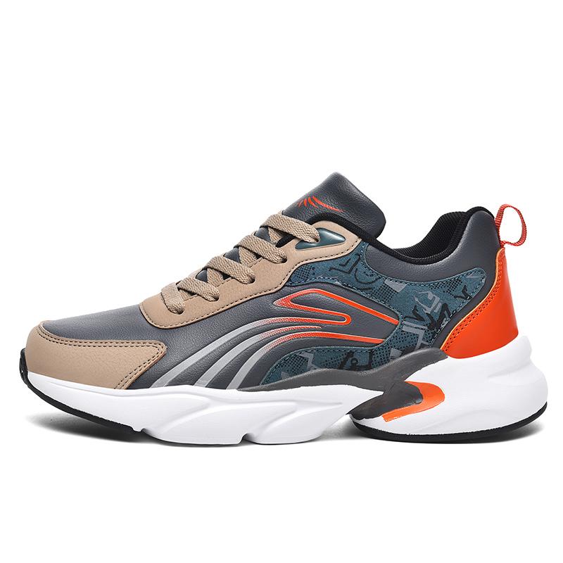 Fashion Black Men's Shoes New Autumn Running Sports Casual Shoes Thick Soled Men's Shoes Oversized Big 48 Daddy Leather Waterproof Joggi