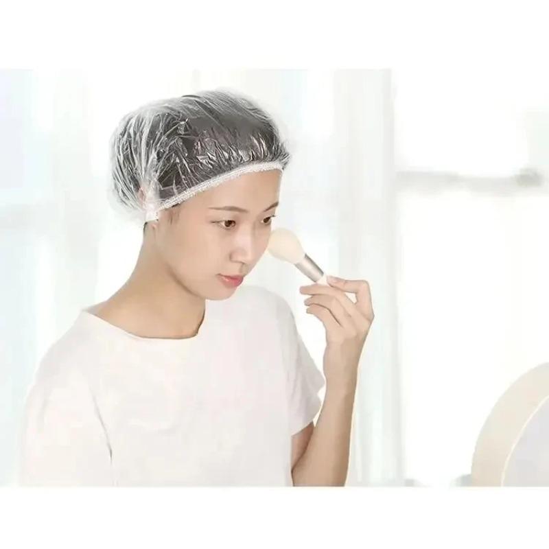 100Pcs Disposable Children Shower Cap For Hair Elastic Mesh Shape Plate Plastic Wrap Cover Food Grade Food Cover