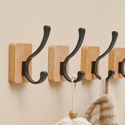 Solid Wood Bathroom Storage Rack Wall Mounted Towel Rod Storage, Non Perforated Bathroom Toilet, Bathroom Towel Rack