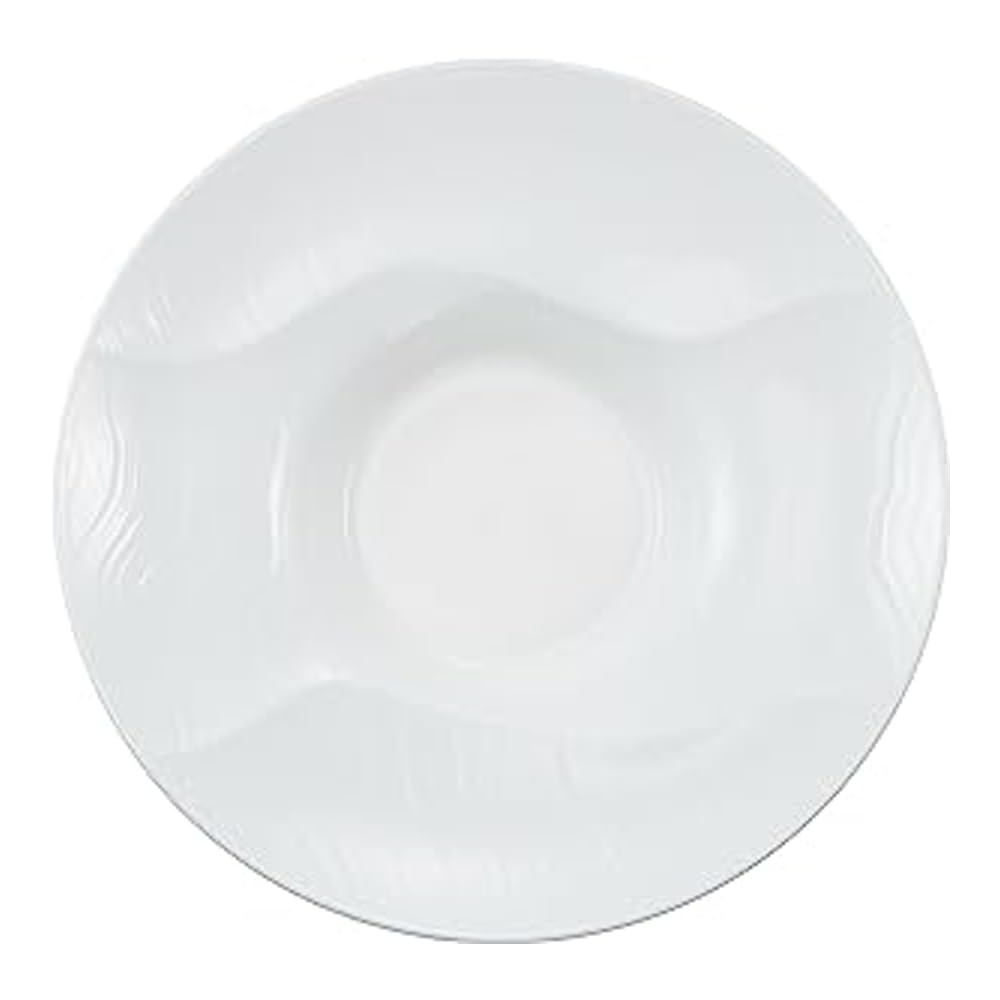 

NARUMI RYDGES Plate, 27cm, White, Stylish Relief Rim, Deep Soup Plate, Microwaveable and Dishwasher Safe, 52257-6004
