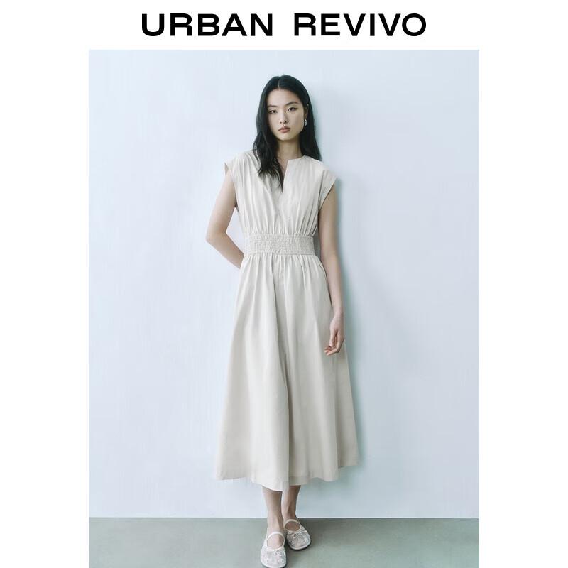 

UR 2025 Spring V-Neck Shirred Waist Sleeveless Maxi Dress M