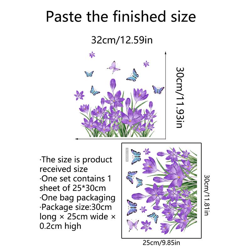 Autocolant de Perete cu Fluture și Floare Violetă Decor Baie Toaletă Sufragerie Mobilier Decorațiuni Casă Decaluri Înfrumusețează Autoadeziv Mur