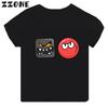 Hot-selling Red Printed Cartoon Children's T-shirt, Fun Black, Suitable for Girls and Boys, Children's Top
