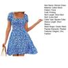 Women's Short Sleeve Summer Dress Square Neck Boho Floral Smocked Swing Dress A-Line Flowy Ruffle Beach Sundress