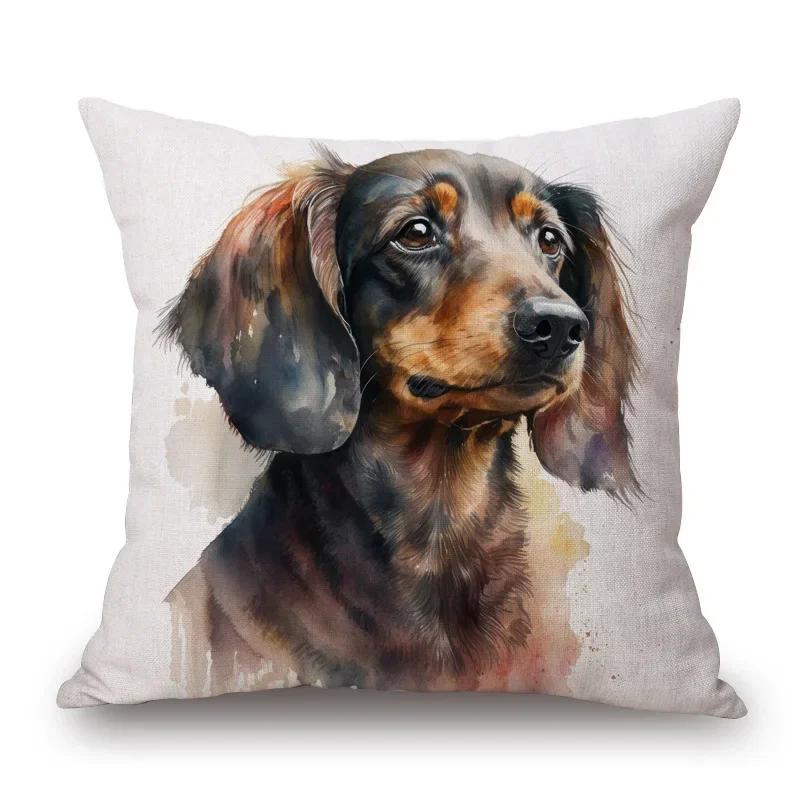 Jack Russell Yorkshire Labrador Dachshund Poodle Dalmatian Pet Dog Poster Art Cushion Cover Pillow Case