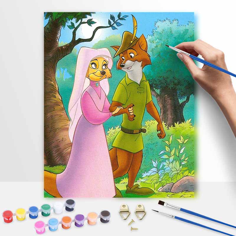Disney Robin Hood and Maid Marian oil painting by numbers art kit. handmade diy painting home decoration gifts 20x30cm