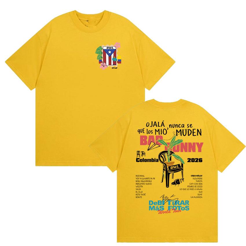 

2026 New Album Bad Bunny Debi Tirar Mas Fotos Graphic Tshirt UNISEX Women Vintage Fashion Cotton Y2K Short Sleeve Tops Streetwear S