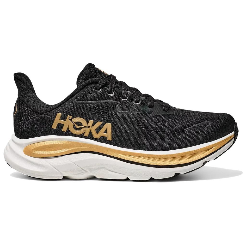 HOKA One One Clifton 10 Comfortable Versatile Durable Low-Top Casual Running Shoes Women Sneaker Black Gold 1162031-BKGD