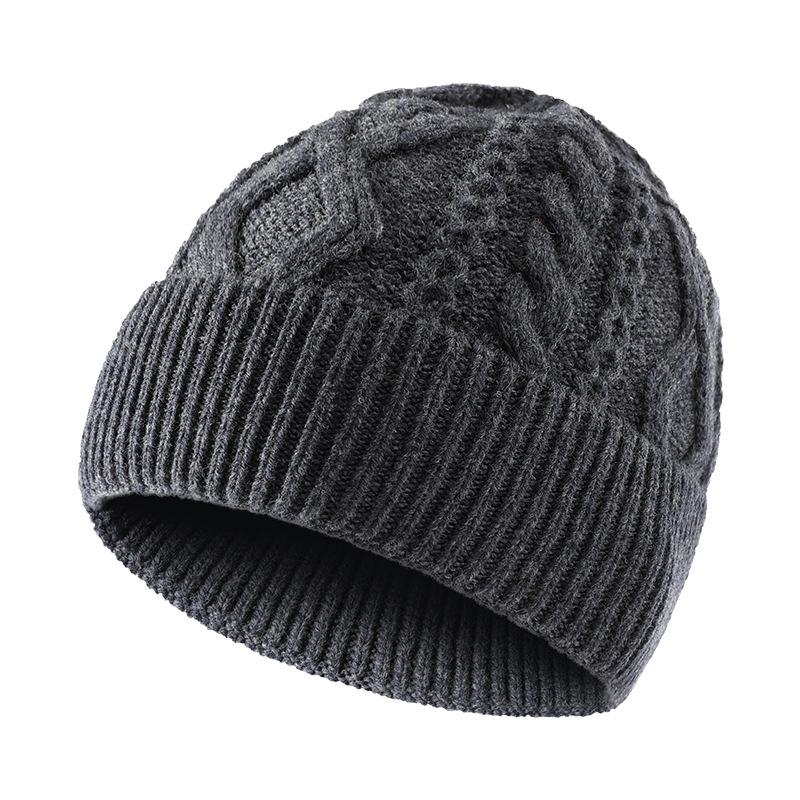 Knitted hat men's wool winter warm ear protection wool hat scarf set women's outdoor anti-cold