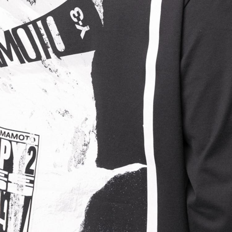 Y-3 Logo Digital Solid Long Sleeve T-Shirt Men Tops Black HF7071