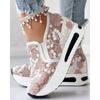 Mode Damen-Sneakers für Erwachsene Damen-Sneakers Blumenstickerei Mesh-Sneakers für Damen Slipper Lässig Bequem Schuhe mit Absatz Frau