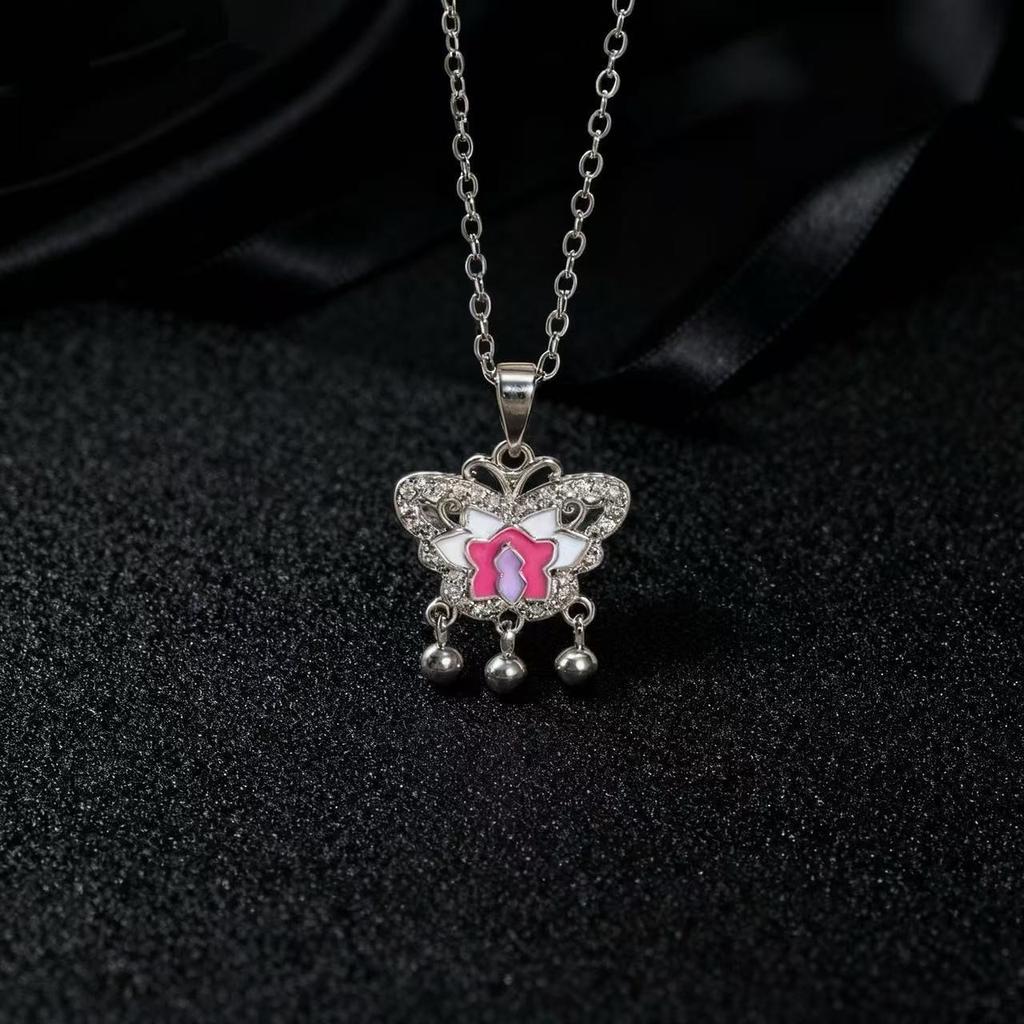 Trendy Zircon Butterfly Pendant Necklace For Women Small Collarbone Chain With Colorful Zirconia