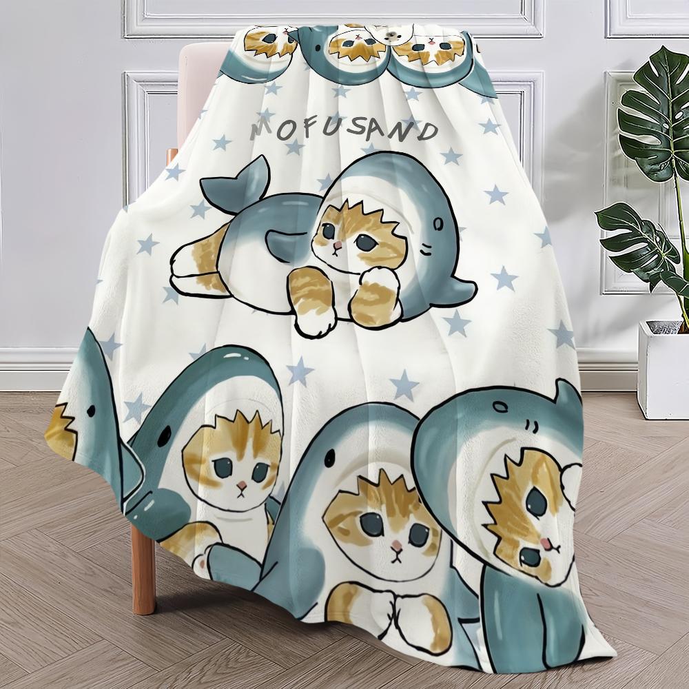 Mofusand Cat Cartoon Blanket Cute Plush Throw Blanket for Sofa Bed Office Travel Kid Gift
