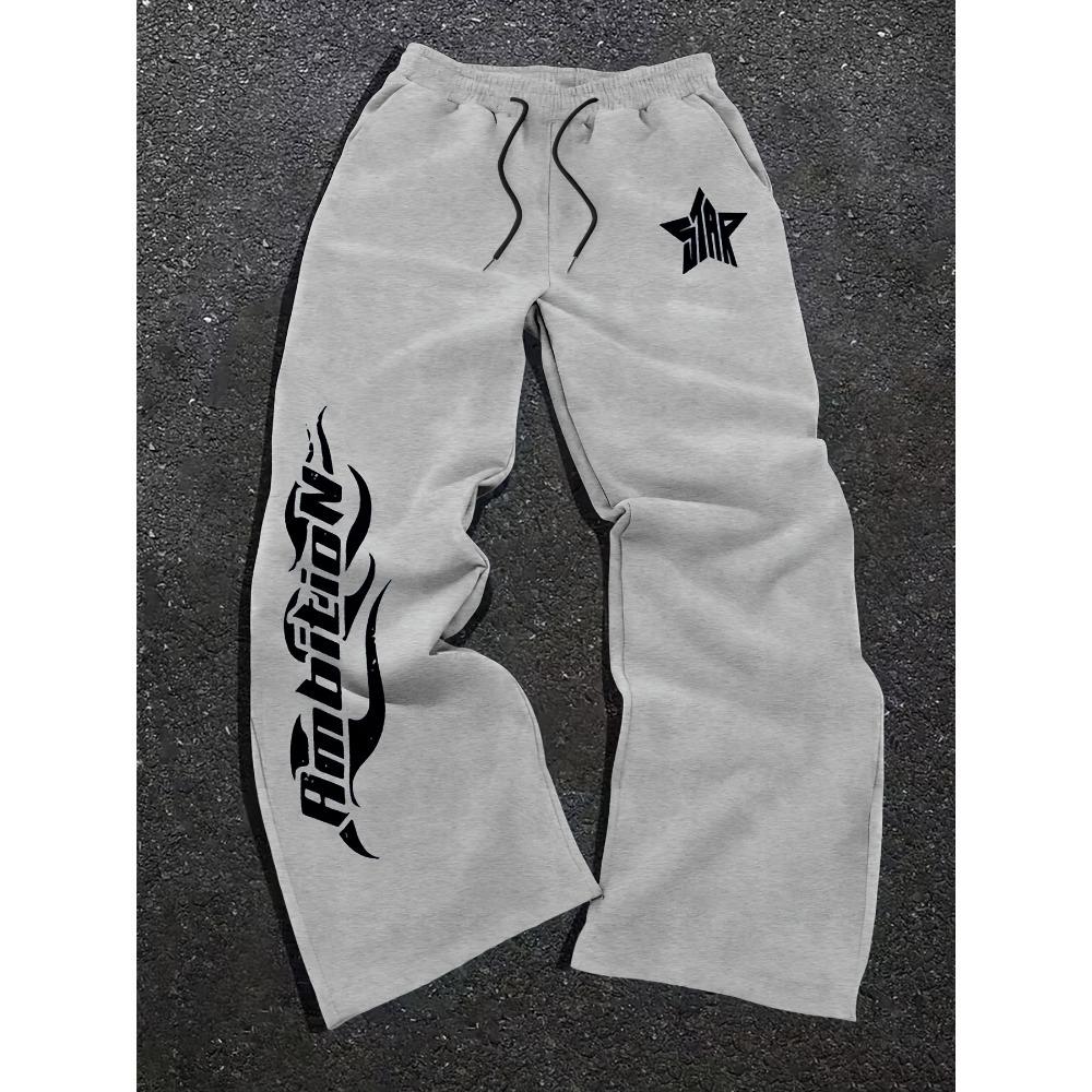

Men s Gothic Dark Casual Jogging Pants, Loose Straight Leg Drawstring Pants, Fashionable Casual Wide Leg Pants S