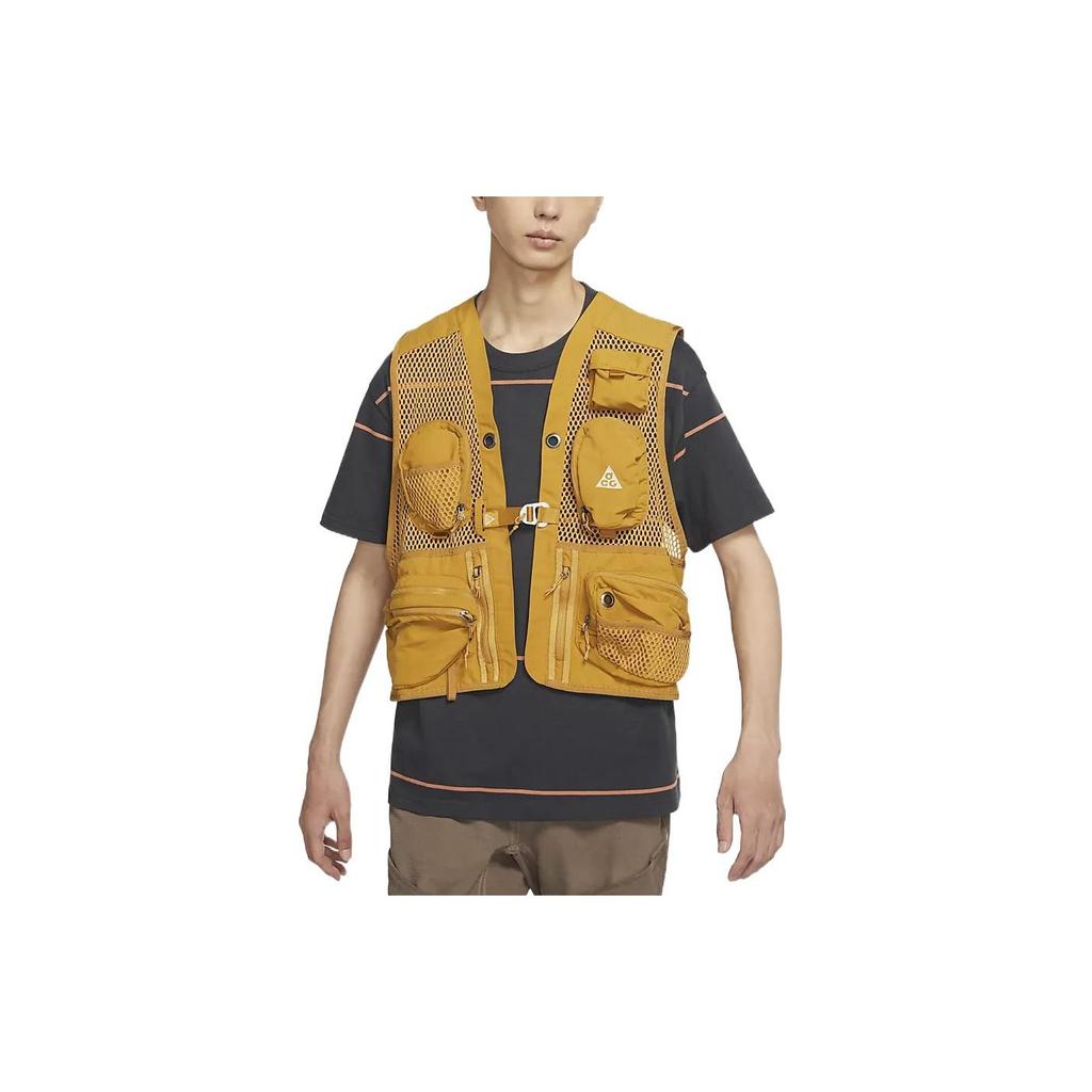 Nike Solid Color Multi-Pocket Logo Vest Unisex Outerwear Yellow DN3920-727