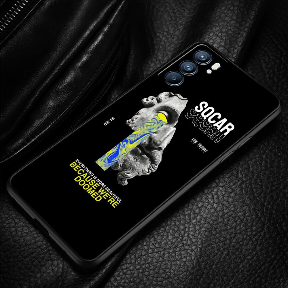 Cartoon Statue Abstract Art Phone Case For Oppo A17 A31 A54 A57 A78 A79 A98 Find X5 X6 Reno 6 7 8 10 11 12 13 F Pro 5G Soft TPU