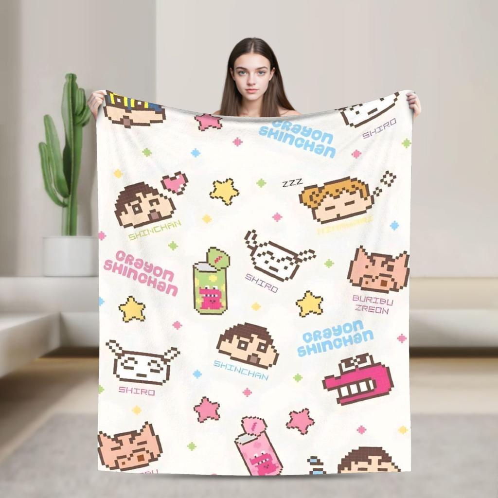 Crayons Shin Chans Anime Blankets Flannel Spring/Autumn Portable Warm Throw Blankets for Bedding Travel Plush Thin Quilt