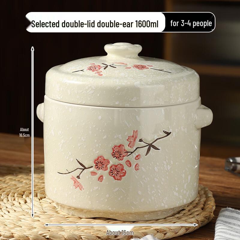 Zhaoran Ceramic Double-Lid Stew Pot