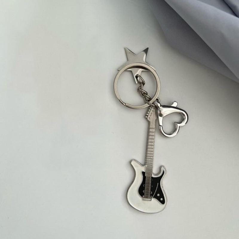 Handmade Love Keychain Sweet Romantic Pentagram Star Guitar Pendant Keychain Gift to his girlfriend Y2k Handbag Charm