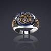 Religious Totem Freemasonry Blue Oil Drop Two-color Ring Men's Ring Batch