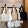 Women Canvas Shoulder Bags College Girl Books Handbag Cotton Cloth Fabric Commuting Zipper Purse Big Tote Ladies Shopping Bag