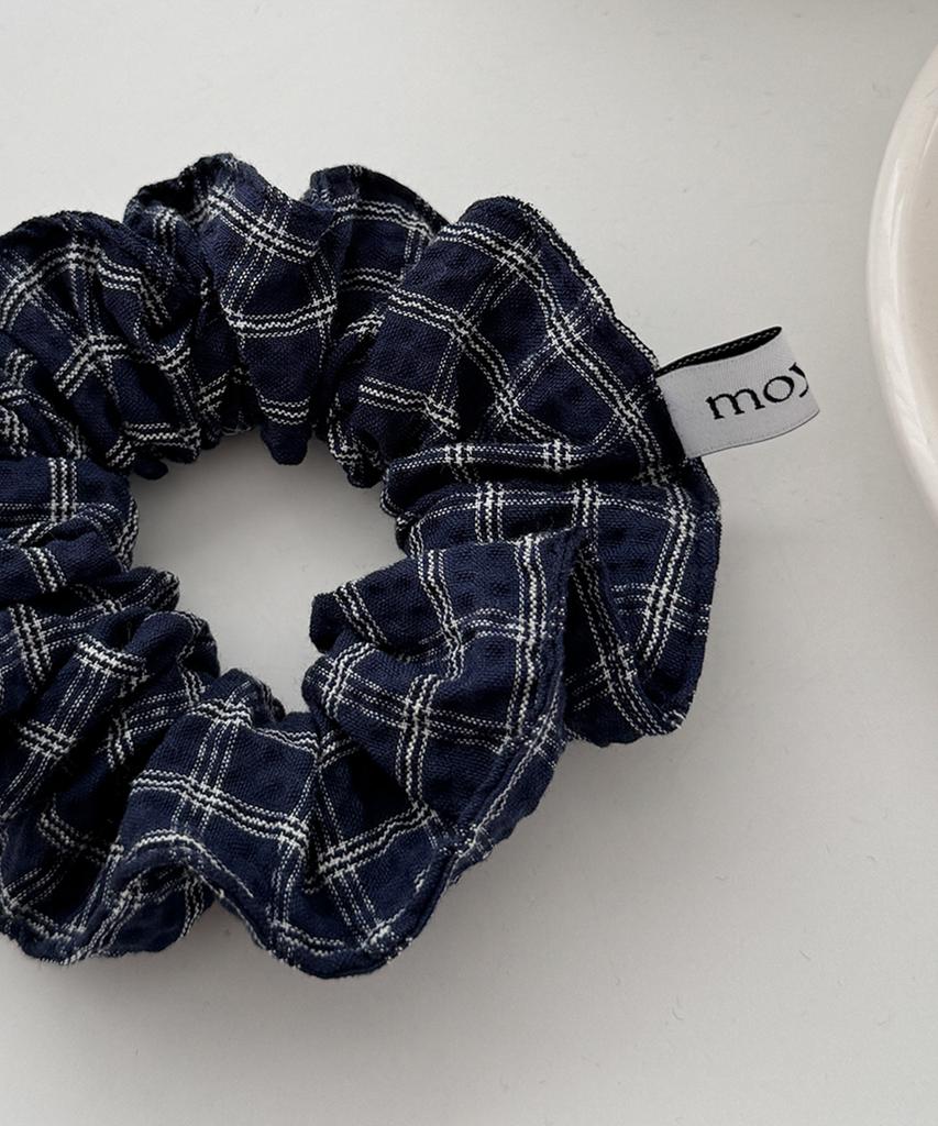 Moyora Check Mini Hair Scrunchie [Deep Blue]