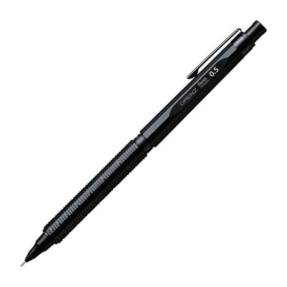 Pentel OrenzNero 0.5mm Mechanical Pencil, PP3005-A, Unbreakable Lead, Automatic Lead Advancement, Low Center of Gravity, 12-Sided Barrel, Black