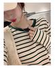 2026 Women's Plus Size Loose Cotton Red Striped Long Sleeve T-shirt for Spring, Autumn, and Summer