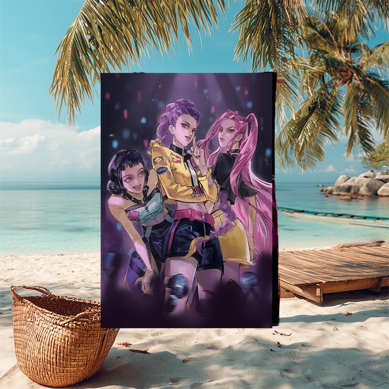 1pc KPop Demon Hunters9 Beach Towel, Comfortable and Thick, and Swimming/Bath/Picnic/Camping Towel, Suitable for Seaside Beaches