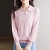 Ny vårstil Slim Lapel Chiffon Pullover Topp for kvinner Løs strikket baseskjorte